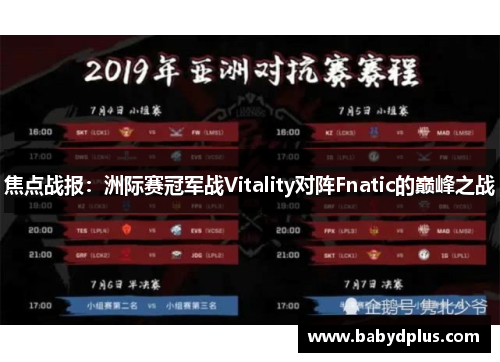 焦点战报：洲际赛冠军战Vitality对阵Fnatic的巅峰之战